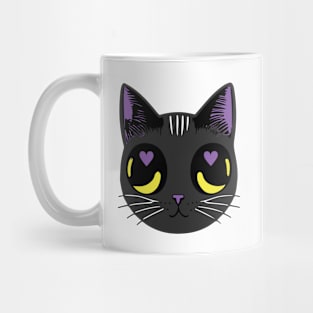 Non-Binary Pride Cat - Heart Eyes Mug